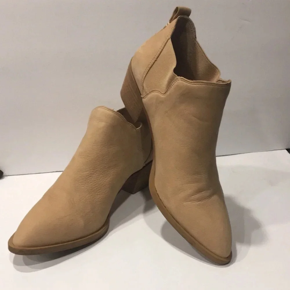 Sole Society Nancy Tan Stacked Heel Booties